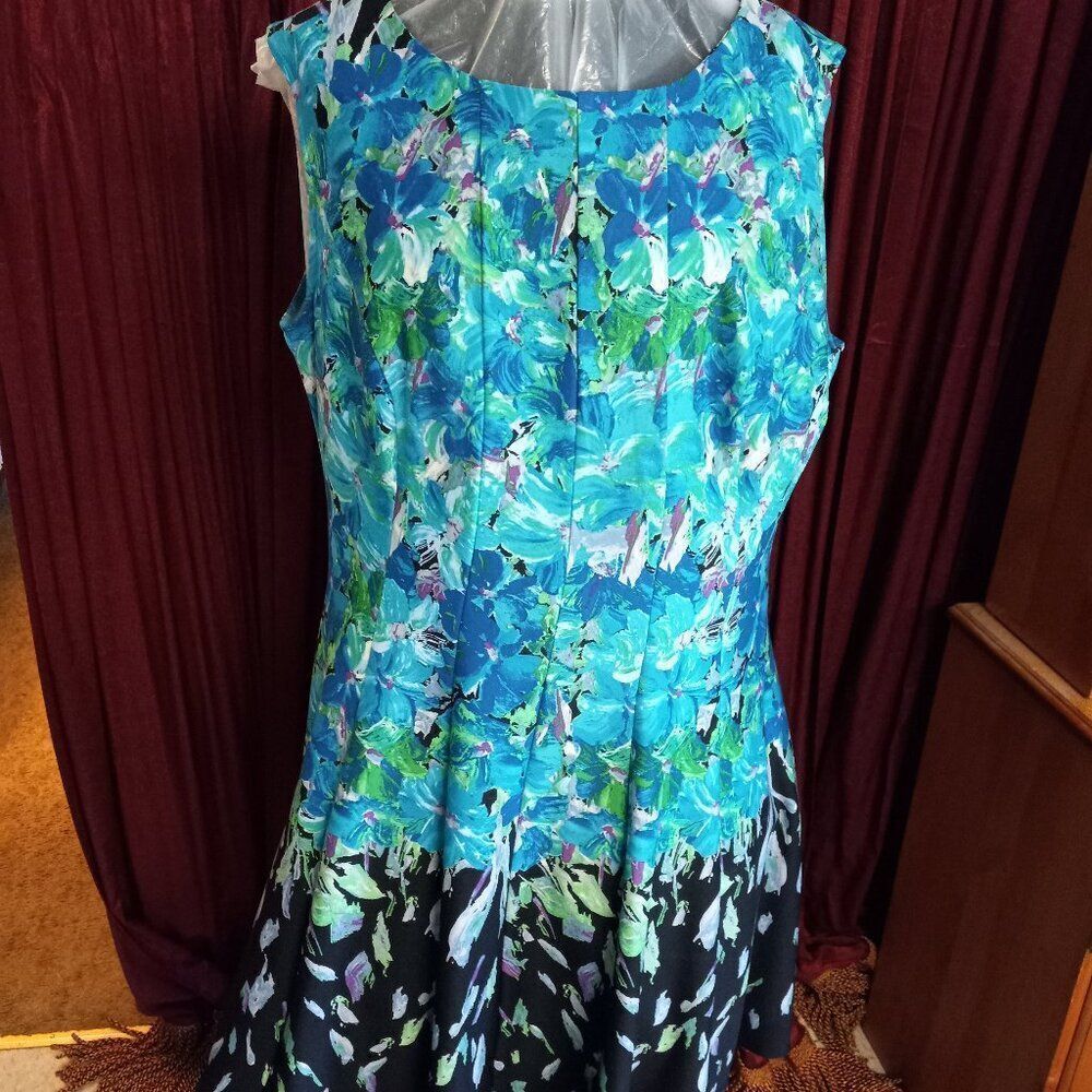 Established 1962 Pleated Floral Women's 20W Sleeveless  dress
